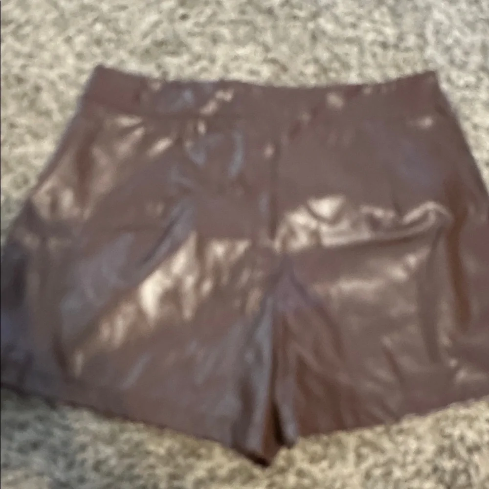 SHEIN High Waist Brown Leather like Shorts q